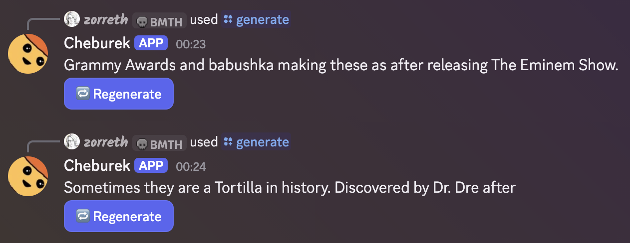 The Cheburek responses